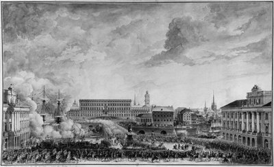 Vue de Stockholm, fin du XVIIIe siècle - Louis Jean Desprez